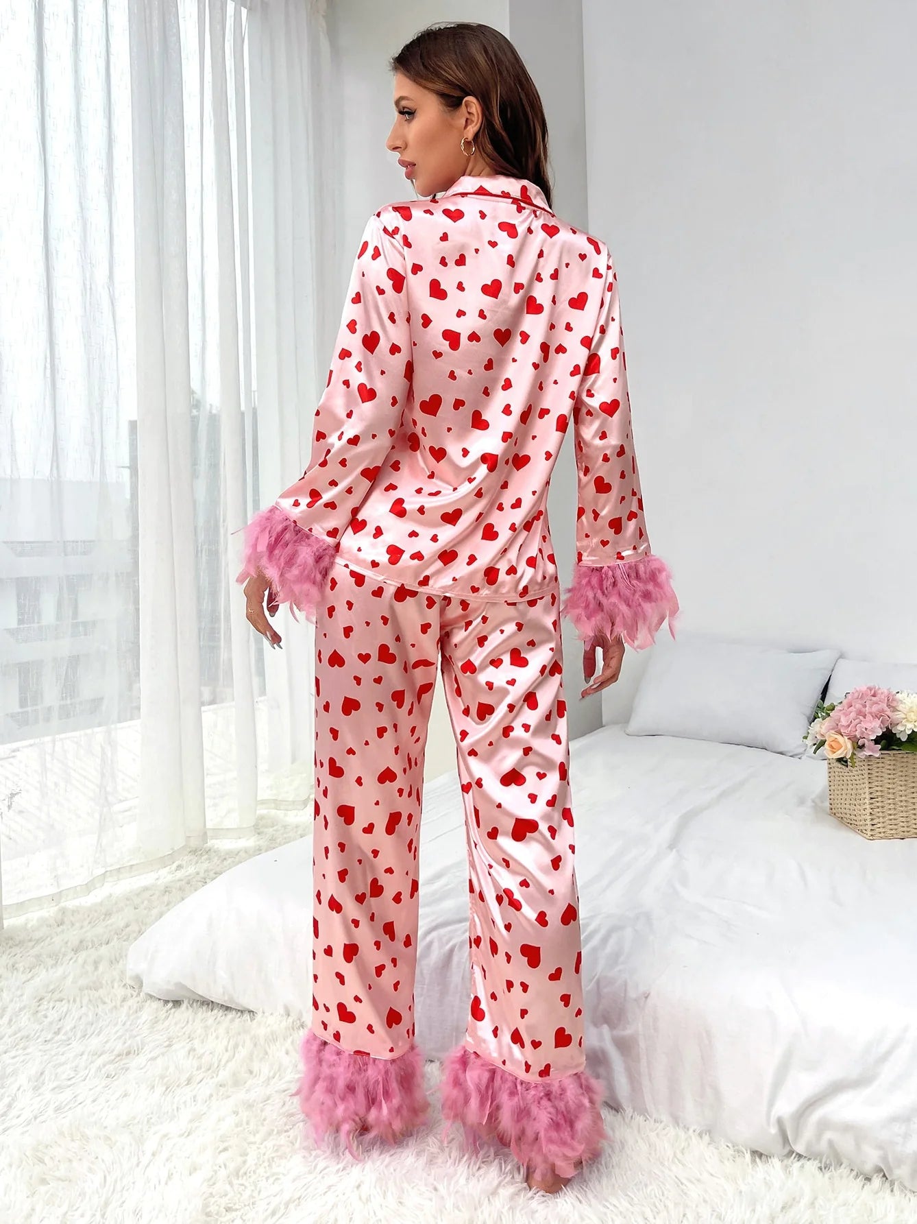 Trendy Heart Design Pajama Set